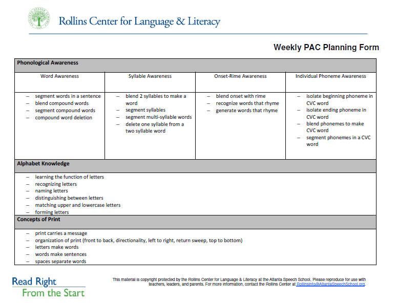 Weekly PAC Planning Form (Fillable) | Resource Library | Cox Campus